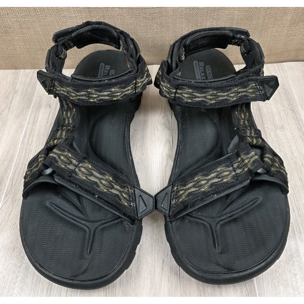 Skechers Relaxed Fit Memory Foam Bravelen Drito Mens 10 Black Geometric Sandals